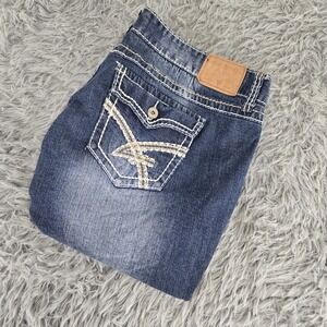 Amethyst Jeans 93144 Womens 20 Distressed Embroidered Raw‎ Hem Denim Capri Jeans